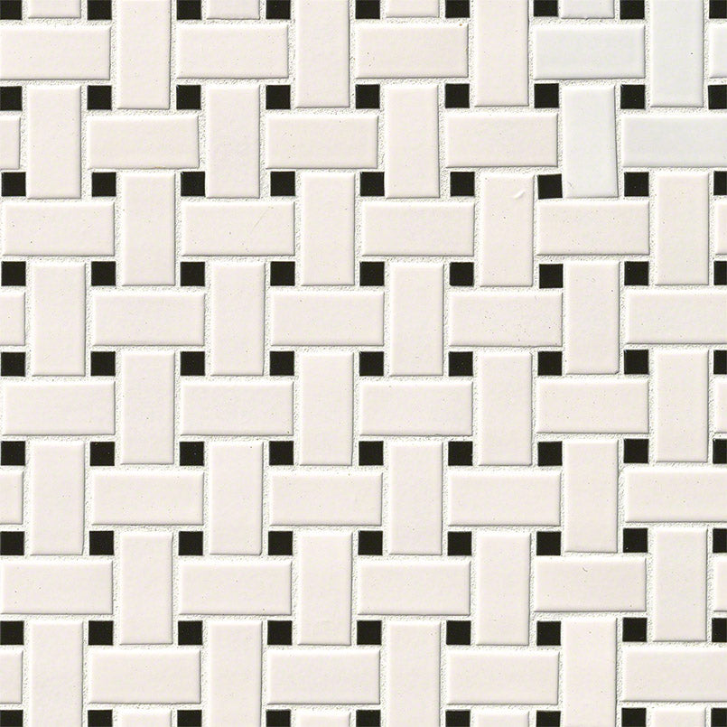 WHITE AND BLACK MATTE BASKETWEAVE 6MM Mosaic - Shop at Home Craft Studio - 1