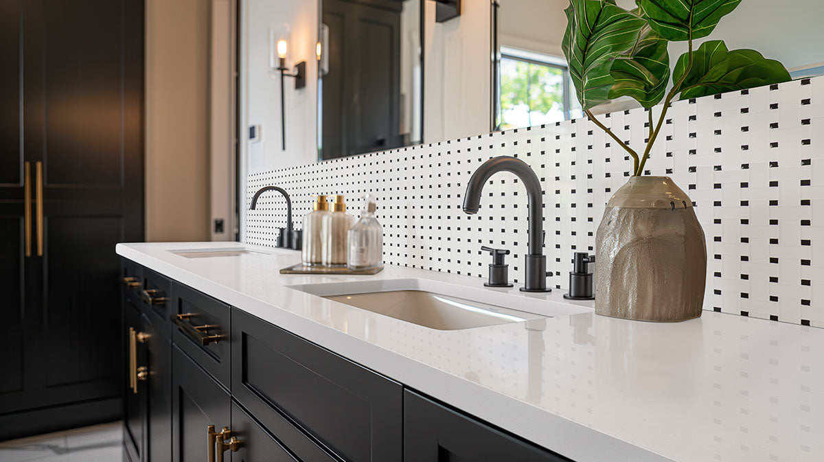WHITE AND BLACK MATTE BASKETWEAVE 6MM Mosaic - Shop at Home Craft Studio - 5