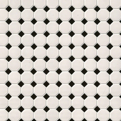 WHITE AND BLACK MATTE OCTAGON MOSAIC Mosaic, Floor or Wall Tile - Shop at Home Craft Studio - 2