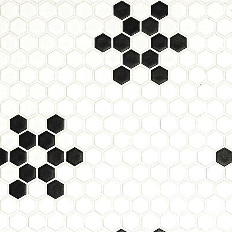 WHITE AND BLACK MOD PETAL PATTERN MATTE Mosaic, Floor or Wall Tile - Shop at Home Craft Studio - 1
