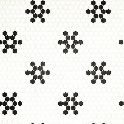 WHITE AND BLACK MOD PETAL PATTERN MATTE Mosaic, Floor or Wall Tile - Shop at Home Craft Studio - 2