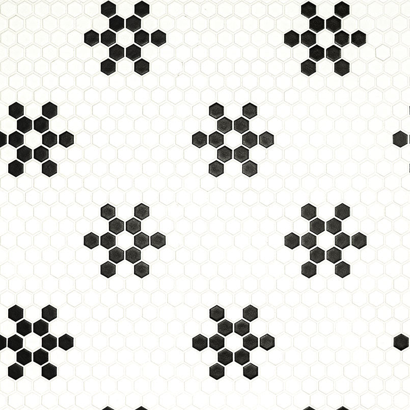 WHITE AND BLACK MOD PETAL PATTERN MATTE Mosaic, Floor or Wall Tile - Shop at Home Craft Studio - 2