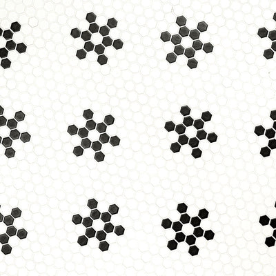 WHITE AND BLACK MOD PETAL PATTERN MATTE Mosaic, Floor or Wall Tile - Shop at Home Craft Studio - 3