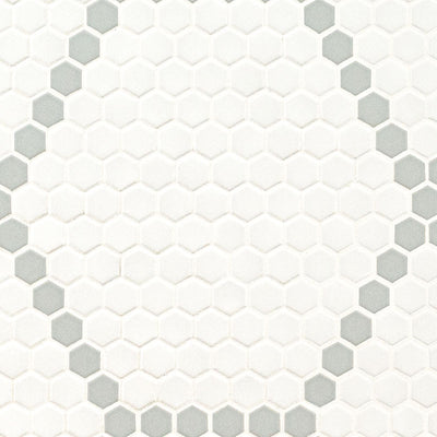 WHITE AND GRAY HIVE PATTERN MATTE Mosaic, Floor or Wall Tile, Wall Tile - Shop at Home Craft Studio - 1