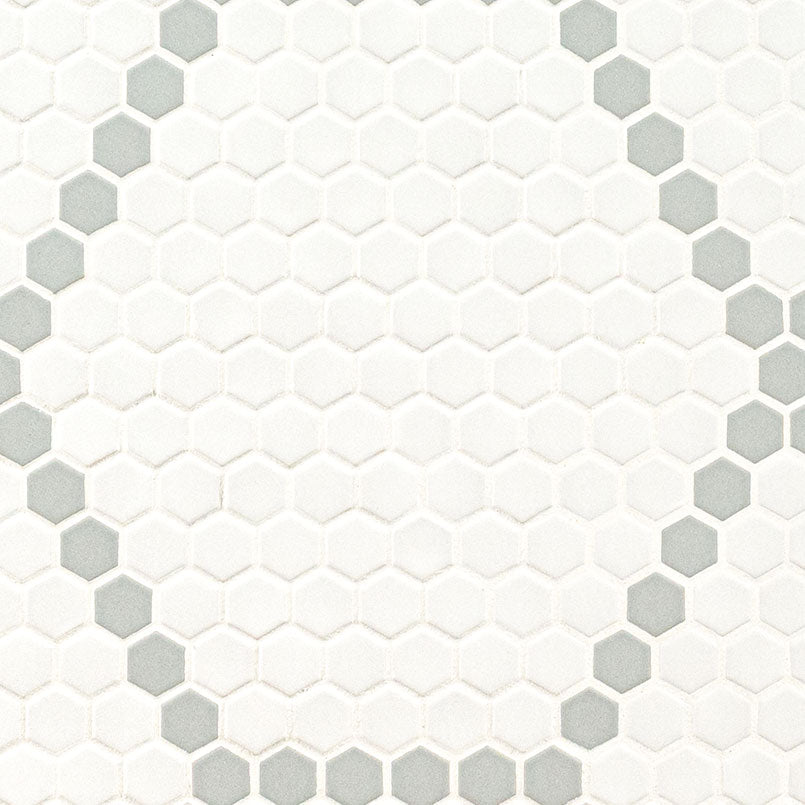 WHITE AND GRAY HIVE PATTERN MATTE Mosaic, Floor or Wall Tile, Wall Tile - Shop at Home Craft Studio - 1