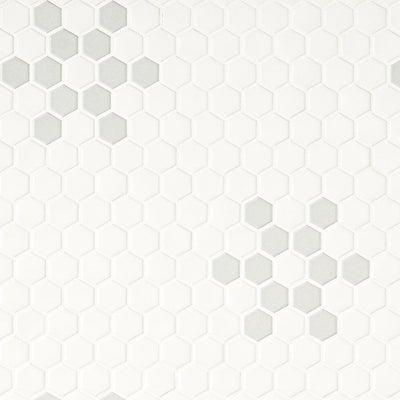 WHITE AND GRAY MOD PETAL PATTERN MATTE Floor or Wall Tile, Mosaic - Shop at Home Craft Studio - 1