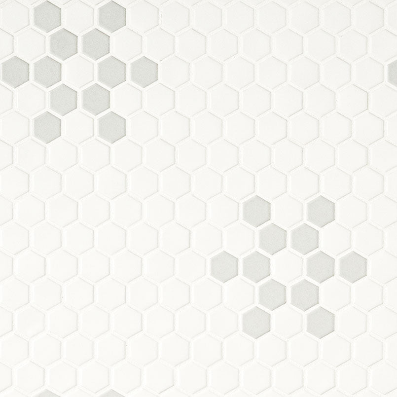 WHITE AND GRAY MOD PETAL PATTERN MATTE Floor or Wall Tile, Mosaic - Shop at Home Craft Studio - 1