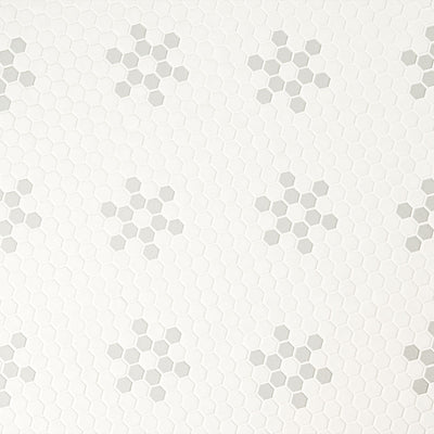 WHITE AND GRAY MOD PETAL PATTERN MATTE Floor or Wall Tile, Mosaic - Shop at Home Craft Studio - 3