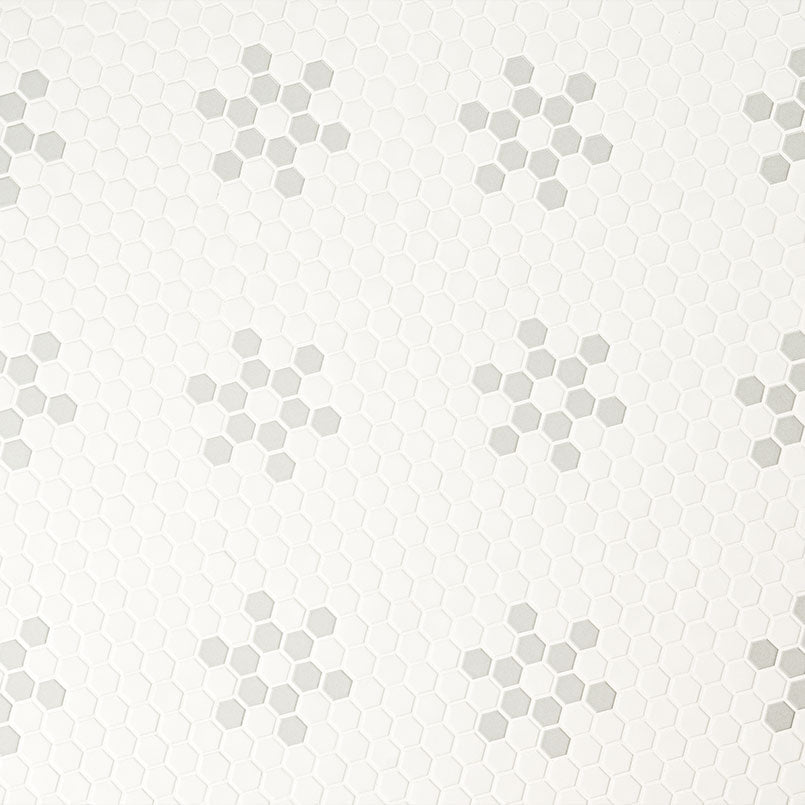 WHITE AND GRAY MOD PETAL PATTERN MATTE Floor or Wall Tile, Mosaic - Shop at Home Craft Studio - 3