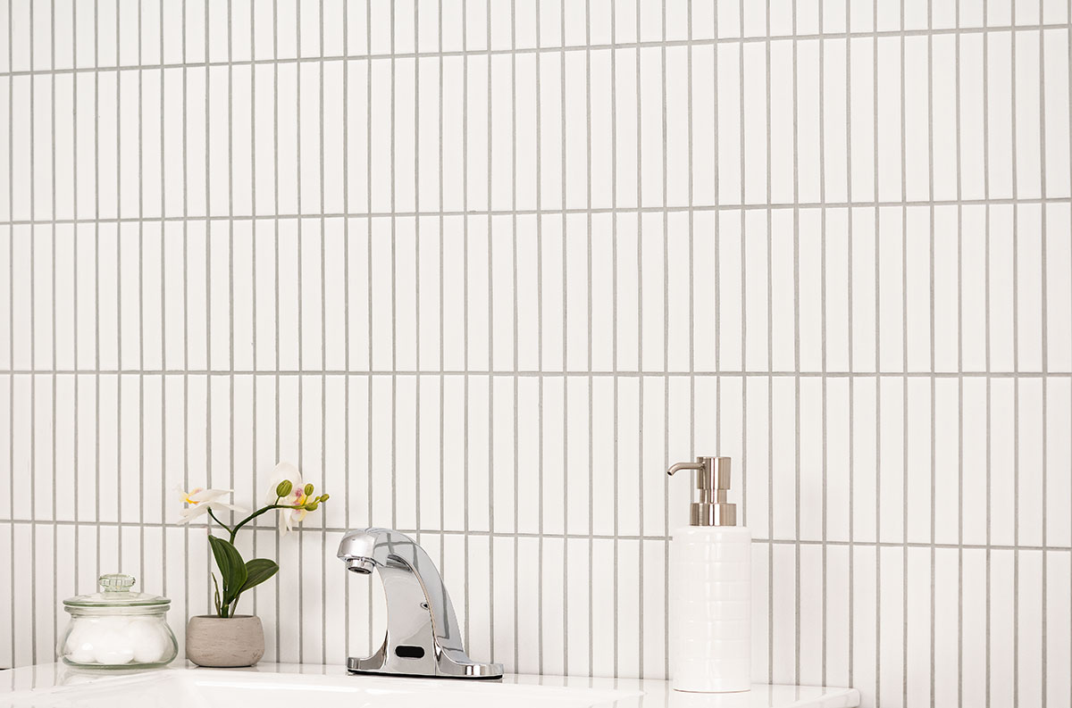 WHITE MATTE 1X6 STACK PATTERN Mosaic, Floor or Wall Tile - Shop at Home Craft Studio - 6