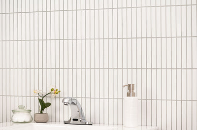 WHITE MATTE 1X6 STACK PATTERN Mosaic, Floor or Wall Tile - Shop at Home Craft Studio - 6