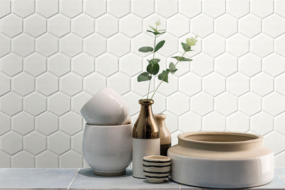 WHITE MATTE 2" HEX 6MM Mosaic, Wall Tile, Floor or Wall Tile - Shop at Home Craft Studio - 4