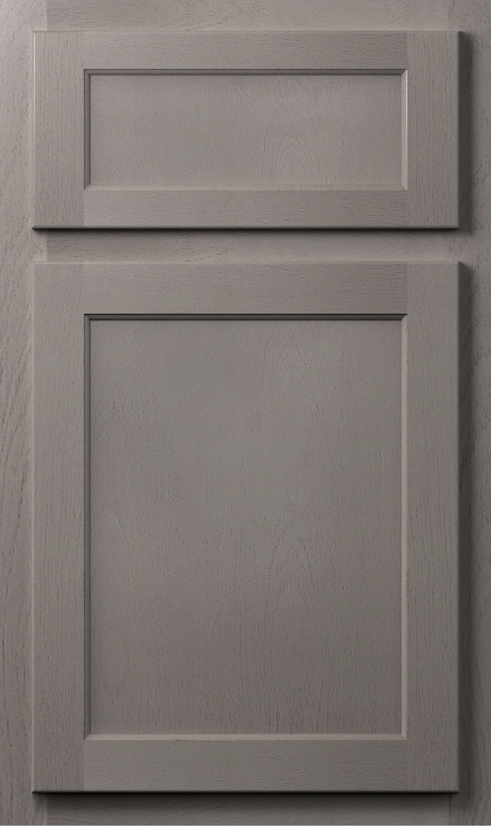 Quest Metro Mist cabinet door featuring a cool-toned mist stain and overlay drawer design, ideal for modern kitchens.