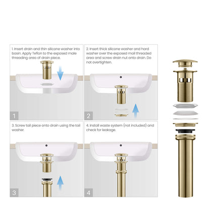 Bathroom Sink Pop Up Drain Stopper Full Cover with overflow - PW-3