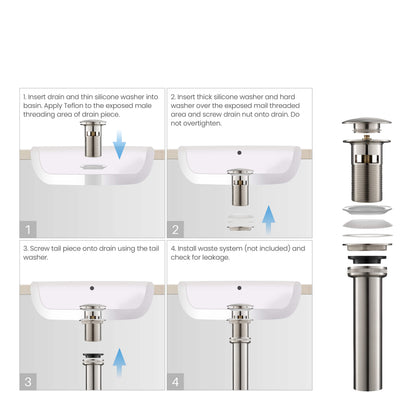 Bathroom Sink Pop Up Drain Stopper Full Cover with overflow - PW-3