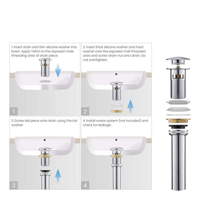Bathroom Sink Pop Up Drain Stopper Full Cover with overflow - PW-3