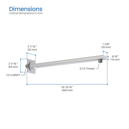 Quadra 16" Wall Mounted Shower Arm  - SA1601