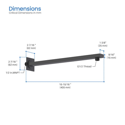 Quadra 16" Wall Mounted Shower Arm  - SA1601