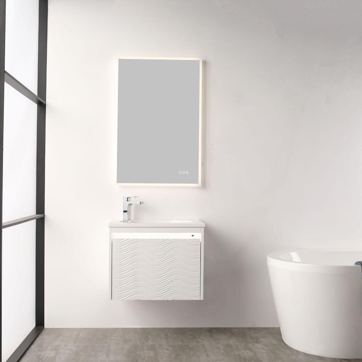 Voyage 24″ Vanity With Droplet-Shaped Basin (LED Illuminated)