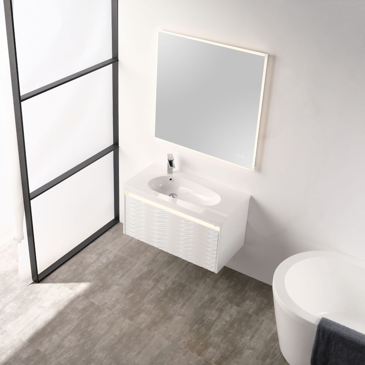 Voyage 36″ Vanity With Droplet-Shaped Basin (LED Illuminated)