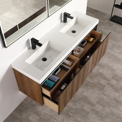 Lille – 48 Inch Double Vanity – Brown Walnut Strip