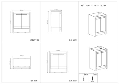 30" V9004 Vanity with Ceramic Sink (Glossy White)