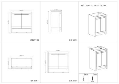 36" V9004 Series Vanity with Ceramic Sink (Glossy White)