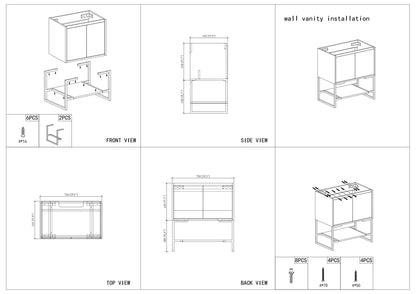 30"  V9006 Allen Vanity with Ceramic Sink (Rose Wood)