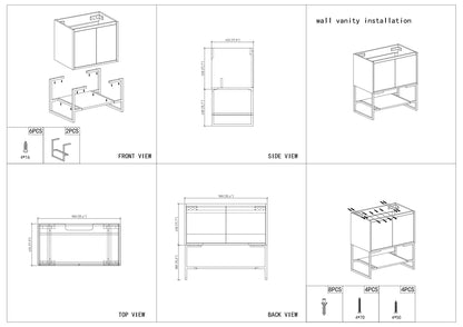 36" V9006 Allen Vanity with Ceramic Sink (Rose Wood)