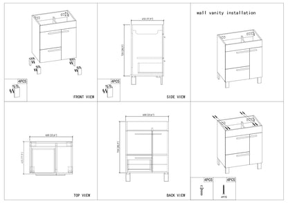 24" V9007 Gill Vanity & Ceramic Sink (Cement Grey)
