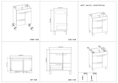 30" V9007 Gill Vanity & Ceramic Sink (Glossy White)