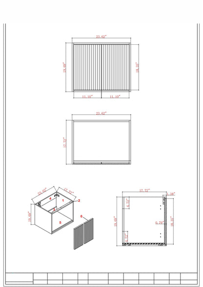24" V9012 Wall Hung Vanity & Ceramic Sink (Matte Grey）