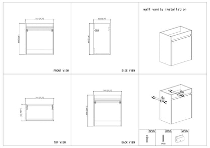 22" V9017 Series Slice Wall Hung Vanity & Acrylic Basin (Black Oak)
