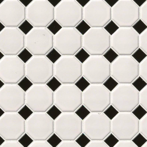 White And Black Matte Octagon Mosaic