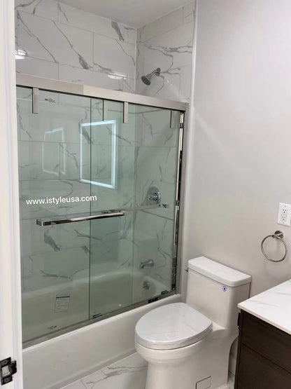 60" AC23Pro 66"H Shatterproof Series Bypass Tub Door with Klearteck Treatment (3/8" Thickness) (Chrome)