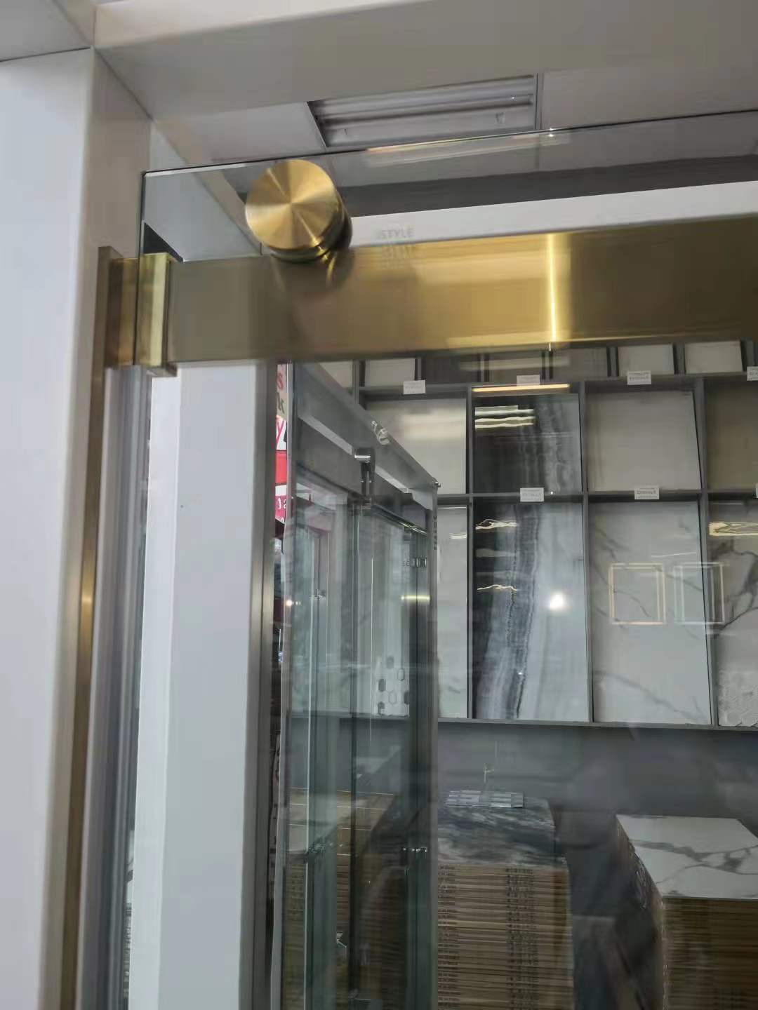 48" Ayden Series Frameless Bypass Shower Door with Klearteck Treatment (3/8" Thickness) (Brushed Gold)