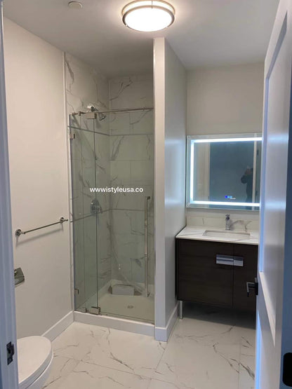 32" AH01 Series Frameless Swing Shower Door with Klearteck Treatment (Fixed 3/8" & Swing 5/16" Thickness)(Chrome)