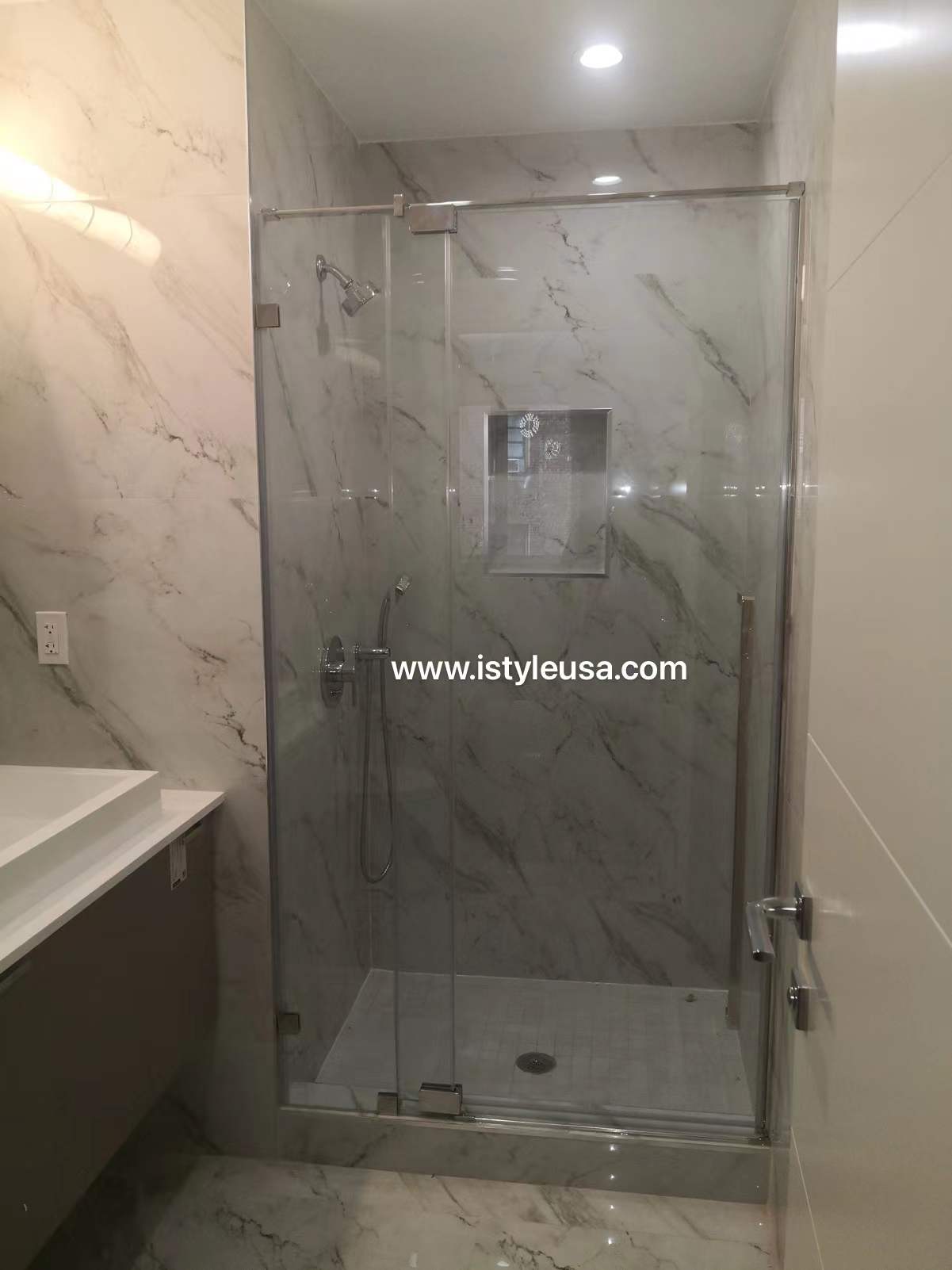 32" AH01 Series Frameless Swing Shower Door with Klearteck Treatment (Fixed 3/8" & Swing 5/16" Thickness)(Chrome)