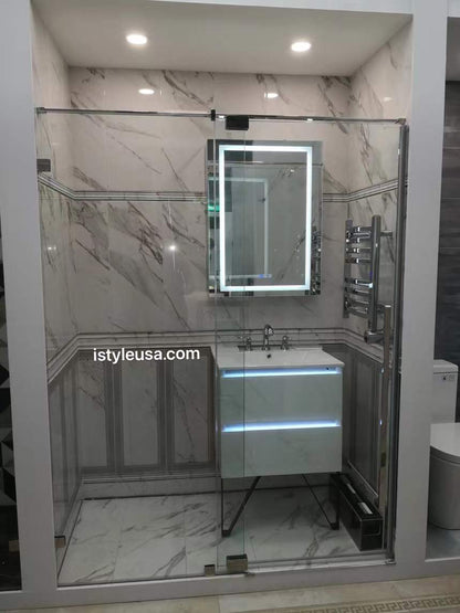 32" AH01 Series Frameless Swing Shower Door with Klearteck Treatment (Fixed 3/8" & Swing 5/16" Thickness)(Chrome)