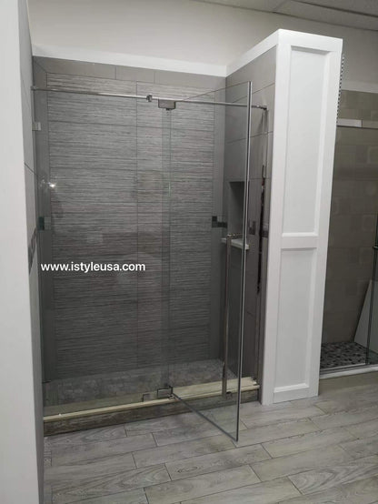 32" AH01 Series Frameless Swing Shower Door with Klearteck Treatment (Fixed 3/8" & Swing 5/16" Thickness)(Chrome)
