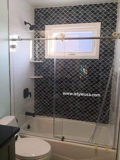 BR01 Joseph Frameless Single Sliding Shower Door with Klearteck Treatment (3/8" Thickness) (Chrome)