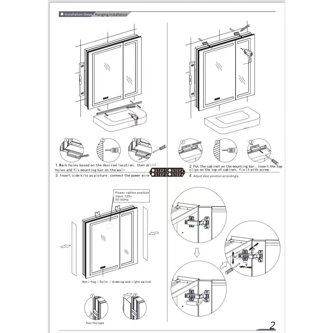 20" LED Ana Medicine Cabinet (Surface Mount/Recessed) (Left Hinge)