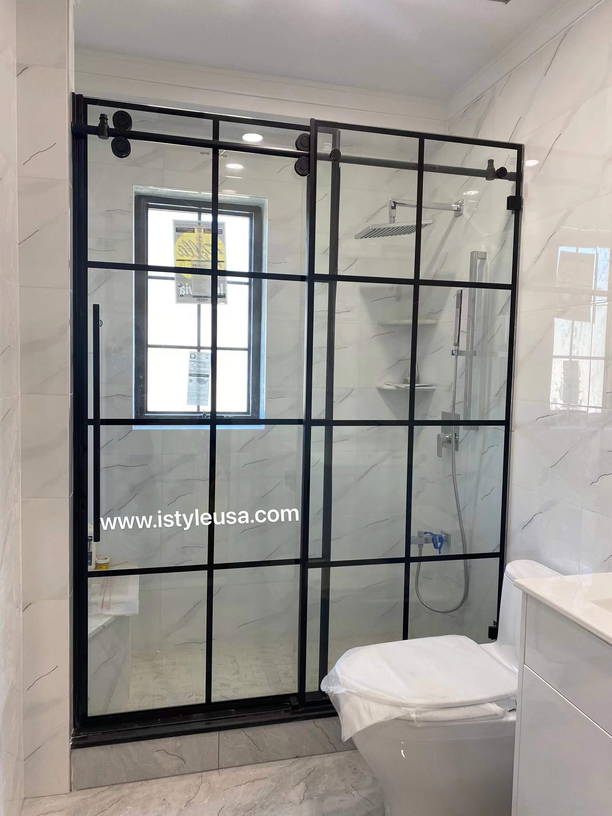 60" BH Series Jetglaze Frameless Single Sliding Shower Door with Klearteck Treatment (3/8" Thickness) (Matte Black) BH Series