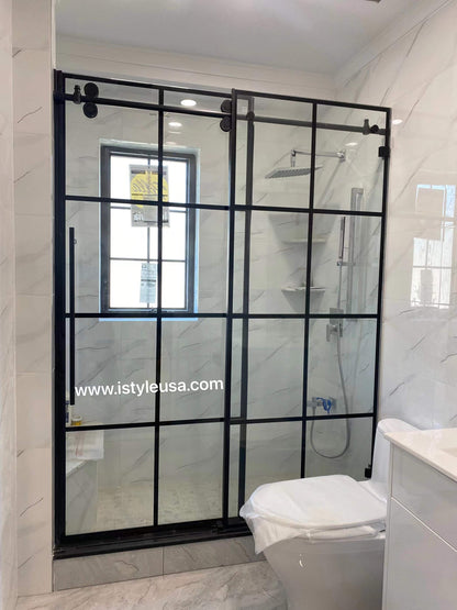 60" BH Series Jetglaze Frameless Single Sliding Shower Door with Klearteck Treatment (3/8" Thickness) (Matte Black) BH Series