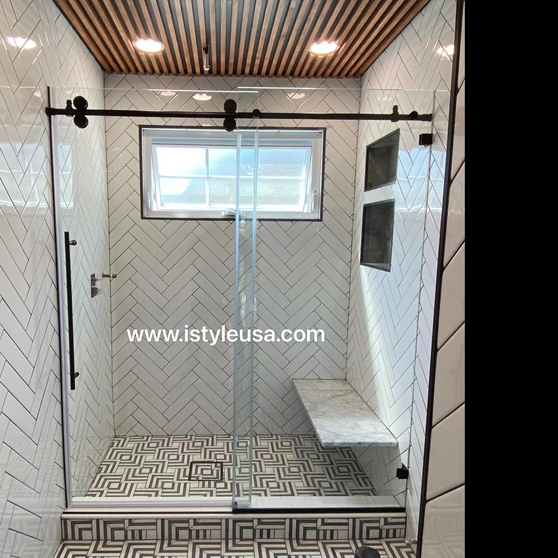 66" BH Series Frameless Single Sliding Shower Door (Matte Black)