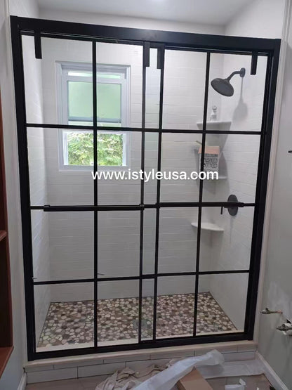 48" AC88 Alex Bypass Series  Jet Glaze Shower Door with Klearteck Treatment (3/8" Thickness) (Matte Black) last one