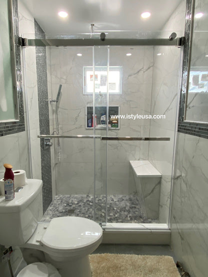 48" DQZ Nicholas Series Frameless Bypass Shower Door with Klearteck Treatment  (3/8" Thickness) (Chrome)