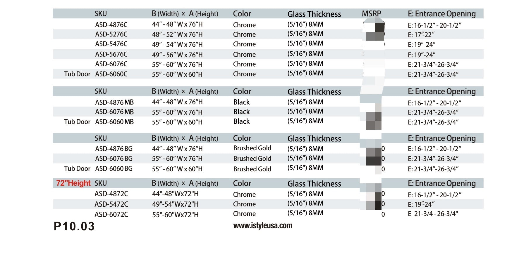 60" Frosted ASD Series Bypass Tub Door (5/16" Thickness) (Chrome) Privacy