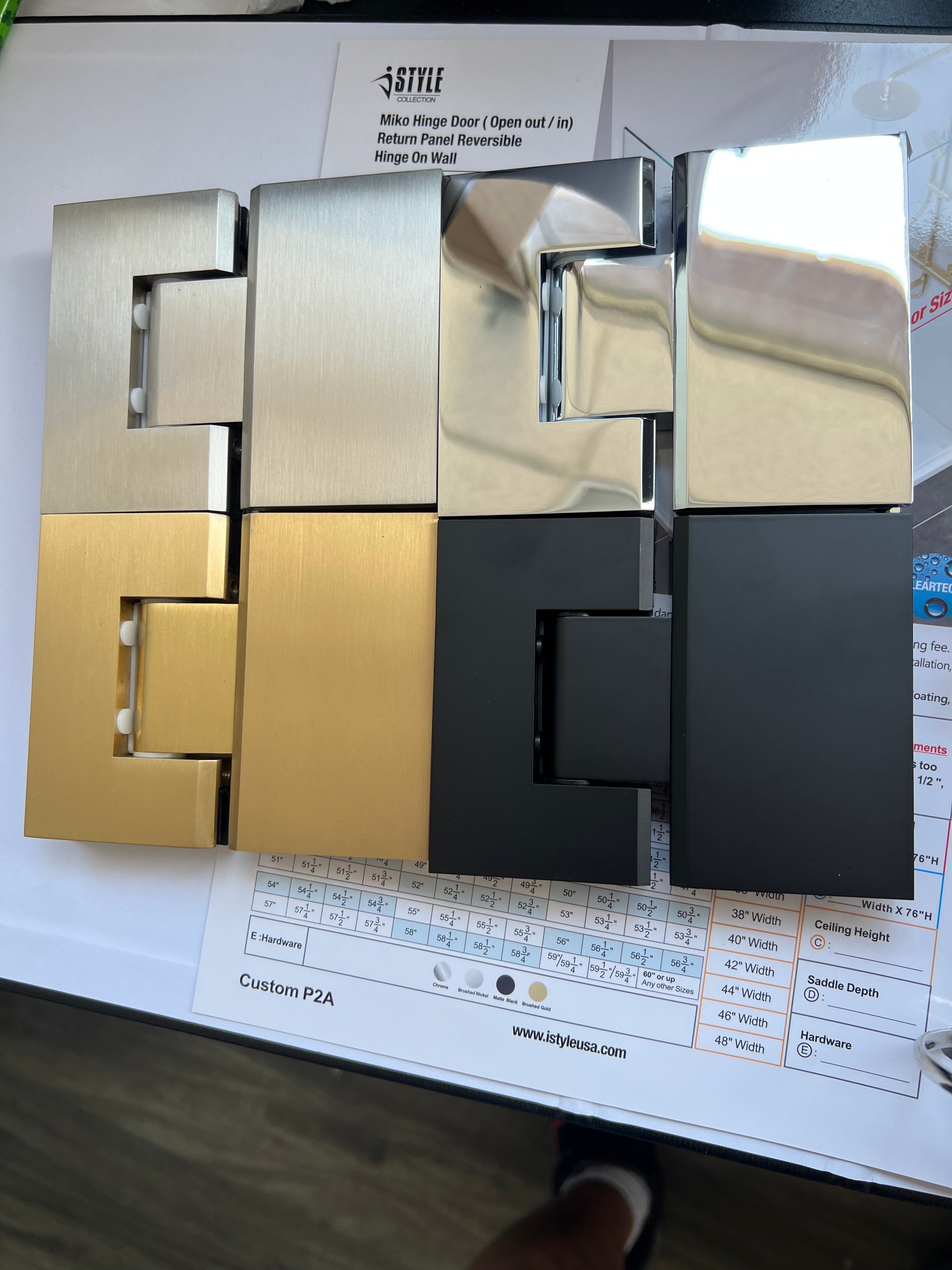 3PC Miko Hinges Door on Glass (Brushed Gold)