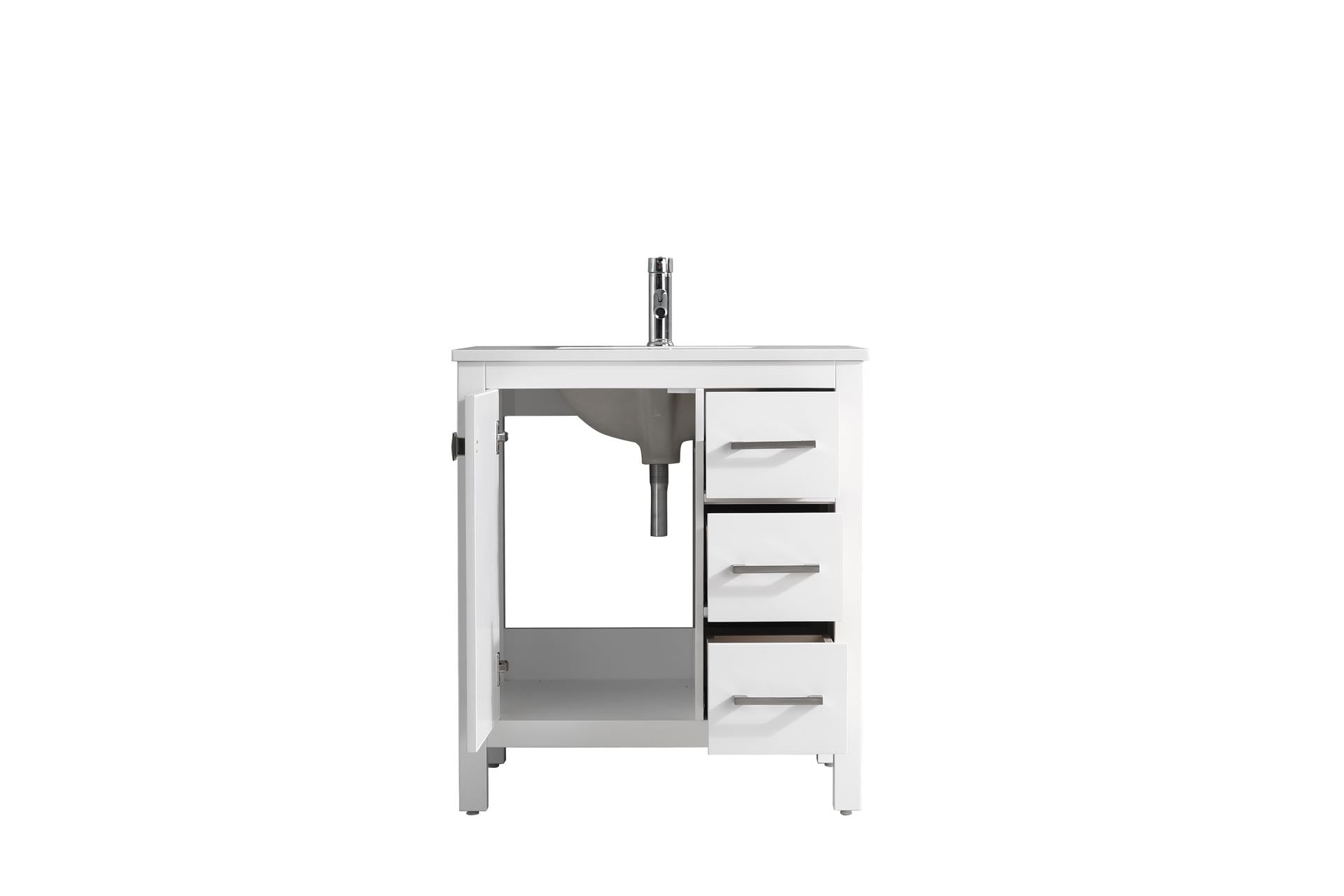30" V9008 Vanity & Quartz Countertop Combo  (Matte White)